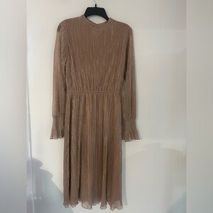 Versona Shimmering Tan Long Sleeve Dress